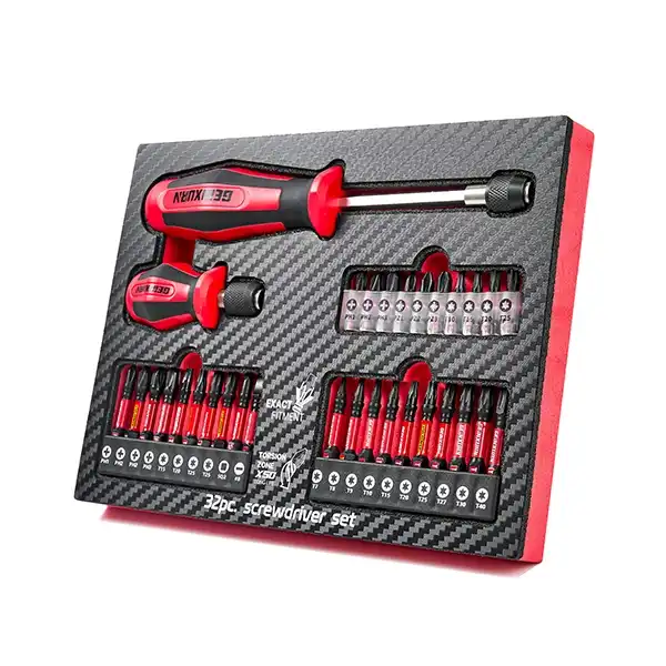 32PCS High Durability Screwdriver Bit Set with Precision Ratchet  for Hardened Steel​